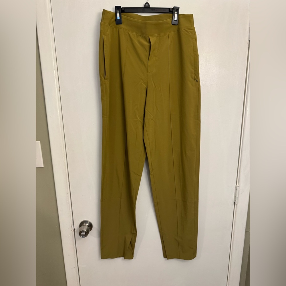 Athleta 8 tall 8T Vienna Slim Pants mustard gold color zip pockets stretch